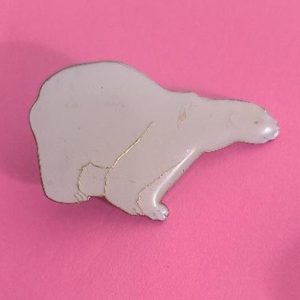 🐻‍❄ Polar Bear Vintage Lapel Pin - Arctic Animal White Bear Gold Lapel Pin